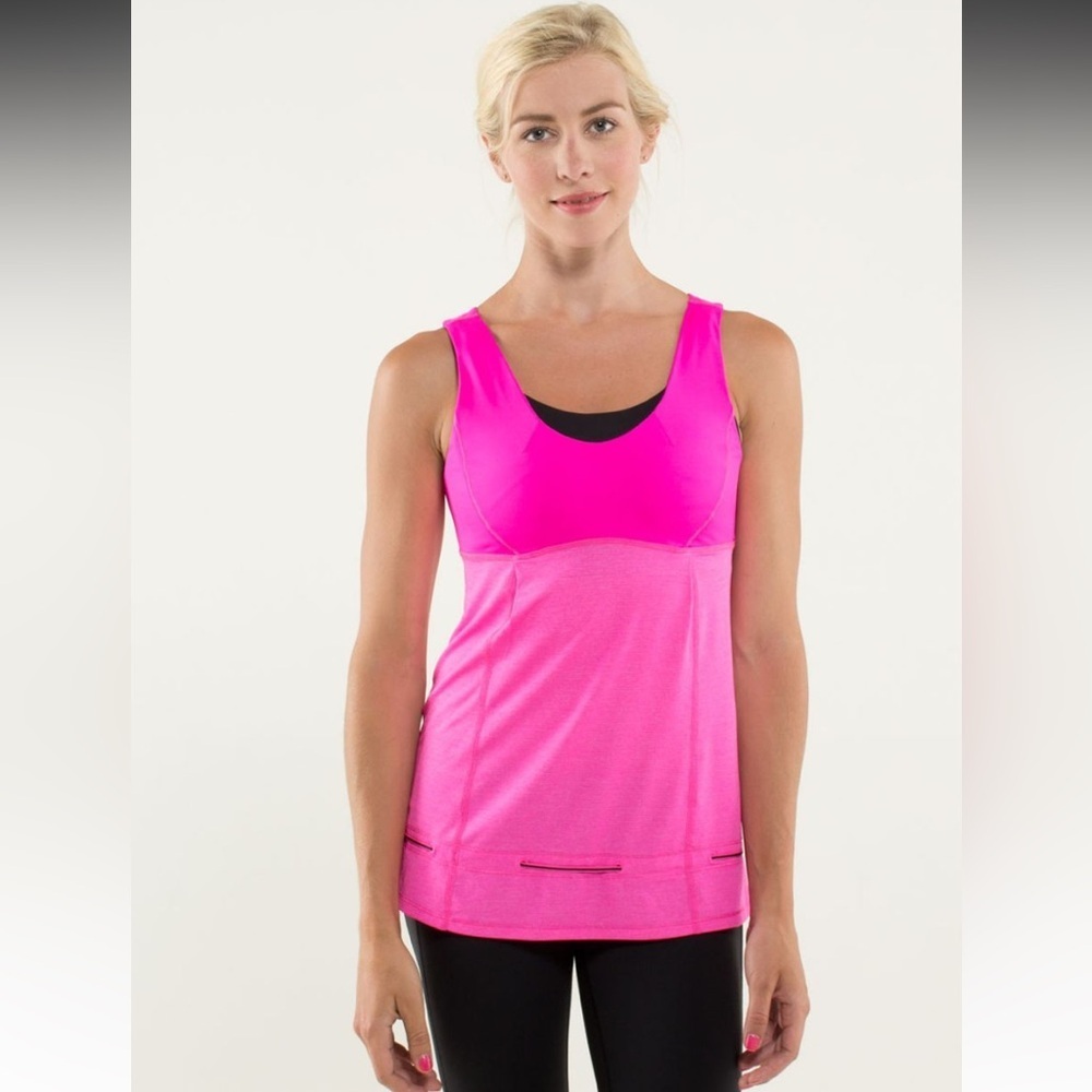 Lululemon Hustle & bustle tank Neon pink activewear logo yoga casual workout